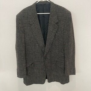 Canali Proposta Mens‎ Blazer 54 Made in Italy Black Beige Houndstooth Wool Blend